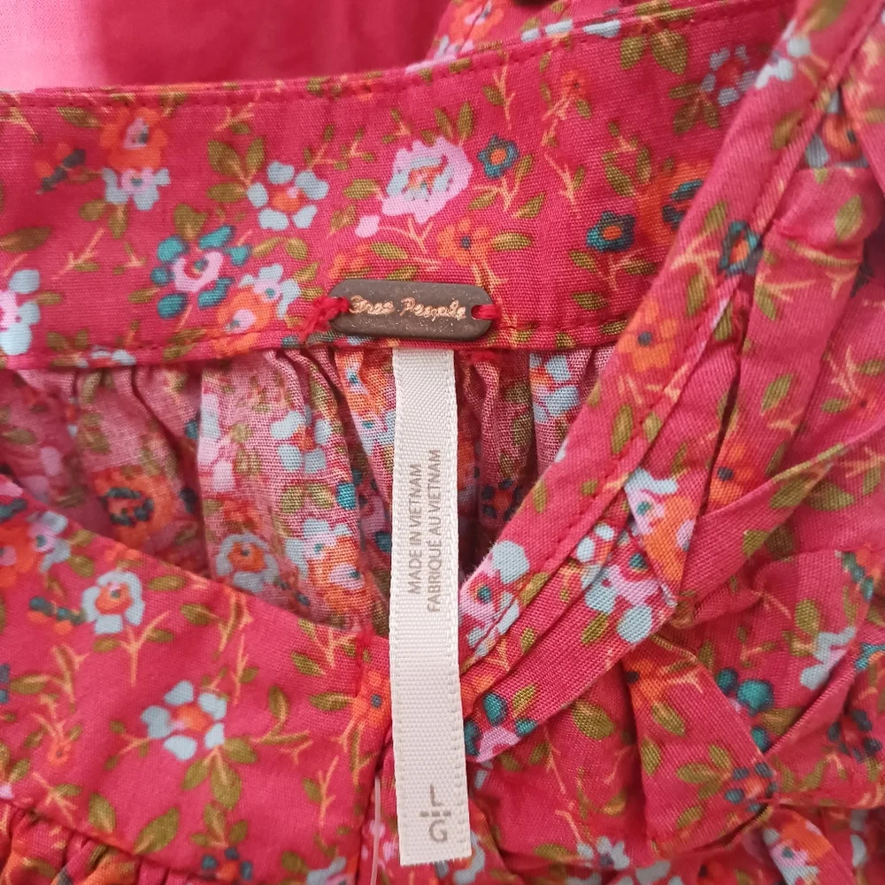 NWT Free People Cottage Core Floral Short Dress Smocked Front Poppy Combo - Picture 12 of 14